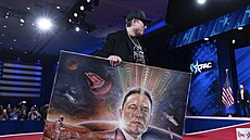 Elon Musk na konzervativní konferenci CPAC v Marylandu (20. února 2025)