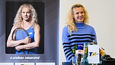 Kate�ina SIniaková na tiskové konferenci