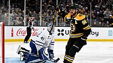 David Pastr�ák slaví branku proti Torontu.