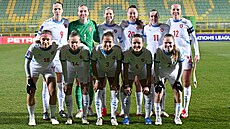 Základní sestava eských fotbalistek v zápase proti Chorvatsku.