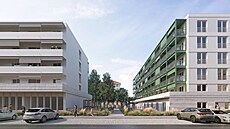 Pohled na budoucí �tvr� z ulice G. Svobody