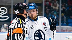 Kladno, 20. 2. 2025. Rytíi Kladno - HC koda Plze. Jakub Lev, kapitán Plzn.