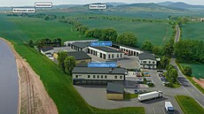 Vizualizace podoby budoucího stediska správy a údrby dálnice D6 u Lubence.