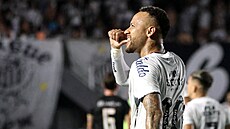 Neymar ze Santosu slaví gól.