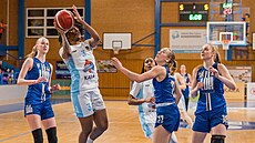 Shaina Pellingtonová z Trutnova st�ílí na ko� LOH 2028 Chomutov, sledují ji...