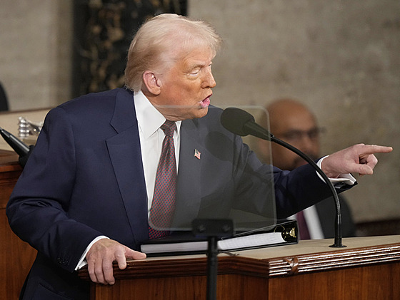 Americký prezident Donald Trump mluví k ob�ma komorám Kongresu. (5. b�ezna 2025)
