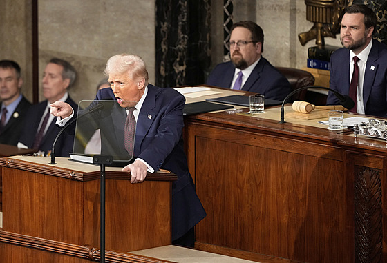 Americký prezident Donald Trump mluví k oběma komorám Kongresu. (5. března 2025)