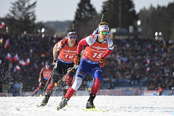 Vít�zslav Hornig b�í stíhací závod v Novém M�st� na Morav�.