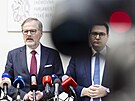 Tisková konference ODS. Na snímku premiér Petr Fiala a ministr zahrani�í Jan...