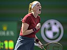 Petra Kvitová se hecuje v prvním kole turnaje v Indian Wells.