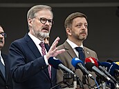 Tisková konference premiéra Petra Fialy (ODS), ministra vnitra Víta Rakuana...