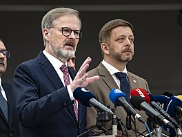 Tisková konference premiéra Petra Fialy (ODS), ministra vnitra Víta Rakuana...