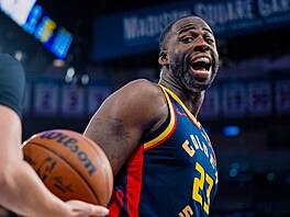 Draymond Green (23) z Golden State Warriors oslovuje rozhodího.