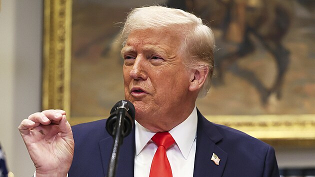 Prezident Donald Trump hovoří v Bílém domě ve Washingtonu. (3. března 2025)