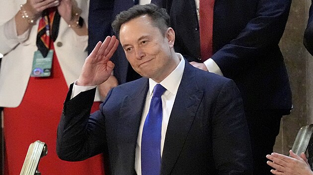 Projevu americk�ho prezidenta Donalda Trumpa se ��astnil i nejbohat�� �lov�k na sv�t� Elon Musk, kter� vede skupinu pro zefektivn�n� st�tn� spr�vy. (5. b�ezna 2025)