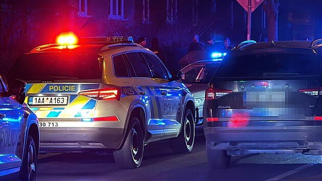 Poty�ka dvou mu�� ve Vr�ovic�ch. Policie jednoho z nich post�elila, za�to�il no�em. (5. b�ezna 2025)