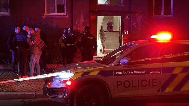 Potyka dvou mu ve Vrovicch. Policie jednoho z nich postelila, zatoil noem. (5. bezna 2025)