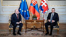 Slovenský prezident Peter Pellegrini p�ijal Rudolfa Huliaka. (3. b�ezna 2025)