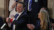 Elon Musk b�hem projevu amerického prezidenta Donalda Trumpa.