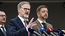 Tisková konference premiéra Petra Fialy (ODS), ministra vnitra Víta Rakuana...