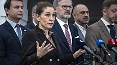Tisková konference premiéra Petra Fialy (ODS), ministra vnitra Víta Rakuana...