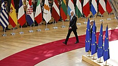 Litevský prezident Gitanas Nauseda p�icházející na summit EU v budov� Evropské...
