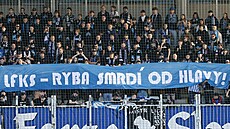 Transparent libereckých fanou�k� b�hem utkání proti Jablonci.