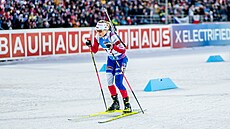 Tereza Voborníková bí stíhací závod v Novém Mst na Morav.