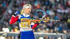 Ilona Plecháová stílí bhem enské tafety v Novém Mst na Morav.