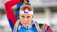 Tereza Voborníková bhem stíhacího závodu v Novém Mst na Morav.
