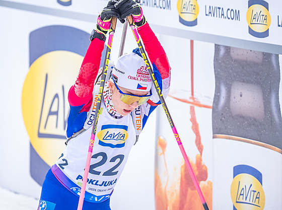 Tereza Voboníková po dokon�ení hromadného závodu biatlonistek.