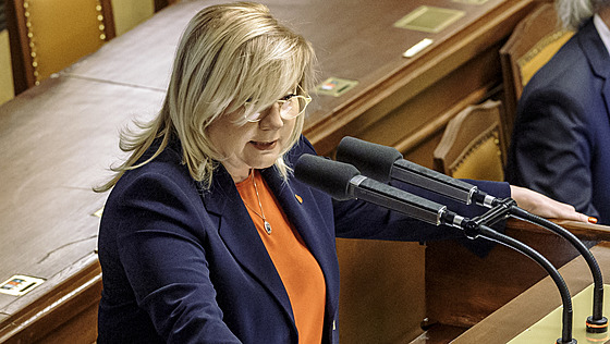 Ministryně obrany Jana Černochová při jednání Sněmovny (’14. března 2025)