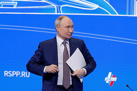 Ruský prezident Vladimir Putin na sjezdu Ruského svazu průmyslníků a...