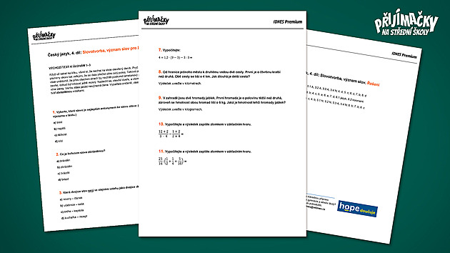 Připravte se na přijímačky na střední školy. Nabízíme 24 cvičných testů zdarma