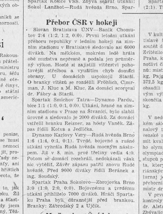 Takhle 16. listopadu 1953 psalo Rudé Právo o prvním utkání Rudé hvzdy Brno v...