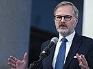 Premiér Petr Fiala po schzce ústavních initel na Praském hrad