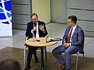 Debatu premira Petra Fialy na Fakult socilnch studi Masarykovy univerzity...