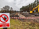 Stavebn prce na trati v esticch.