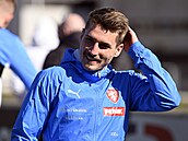 Zlonk Michal Sadlek na trninku fotbalov reprezentace, 18.bezna 2025,...