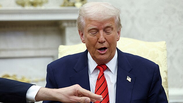 Americk� prezident Donald Trump se setkal s gener�ln�m tajemn�kem NATO Markem Rutte v Ov�ln� pracovn� B�l�ho domu ve Washingtonu. (13. b�ezna 2025)