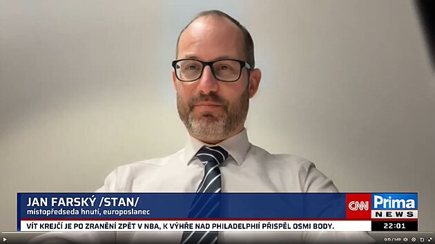 Europoslanec Jan Farsk v debat na CNN Prima News. (11. bezna 2025)