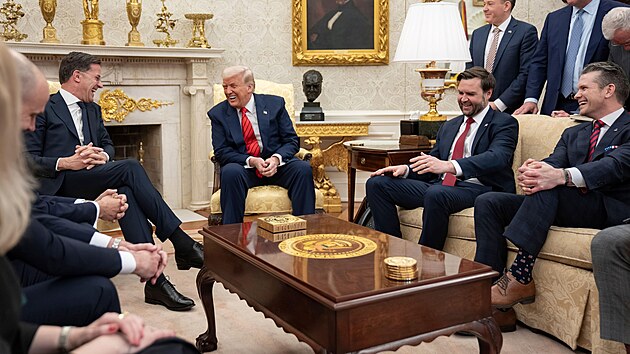 ��f NATO Mark Rutte p�i jedn�n� v Ov�ln� pracovn� (13. b�ezna 2025)
