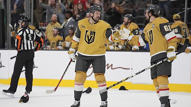 Tom� Hertl slav� g�l proti Los Angeles s par��kem Markem Stonem.