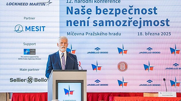 V Praze začala konference Naše bezpečnost není samozřejmost, kterou pořádá spolek Jagello 2000. Vystoupil na ní i prezident Petr Pavel. (18. března 2025)