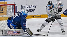 Ji�í �ernoch z Karlových Var� a branká� Michal Postava z Brna.