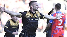 Erik Prekop z ostravského Baníku se raduje z trefy proti Plzni.