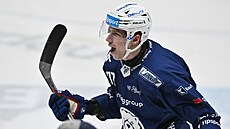 Andrej Kollár z Brna se raduje z gólu ve druhém �tvrtfinále proti Karlovým...