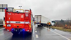 Nehoda kamionu na D7 (13. b�ezna 2025)