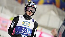 Norský skokan na lyích Marius Lindvik na mistrovství svta.