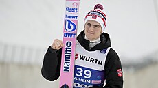 Norský skokan na lyích Marius Lindvik na svtovém ampionátu.